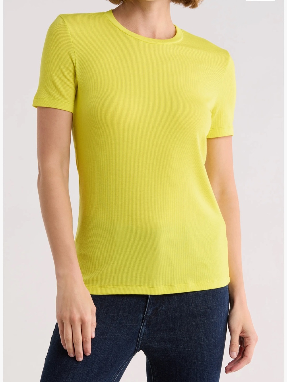 AG Adriano Goldschmied - women's short sleeve ribbed t-shirt. Size Small. Yellow